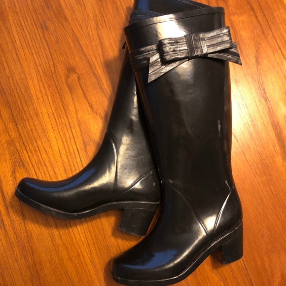 Kate Spade Randi Rain Boots Bow | Black Size 7 - Picture 4 of 5